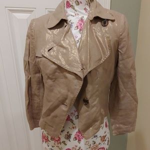 Alfani brown w/gold metallic sheen cropped blazer